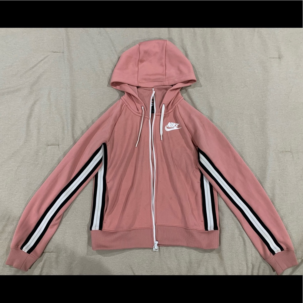 Pink Nike Zip Up Sweatshirt, Small